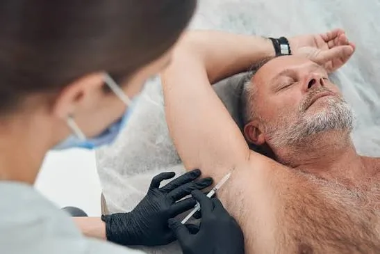 Aplicación de toxina botulínica en la axila para tratar hiperhidrosis
